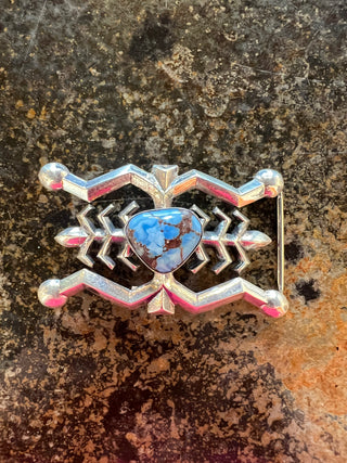 Horny Toad Belt Buckle with Golden Hills Turquoise