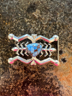 Horny Toad Belt Buckle with Golden Hills Turquoise