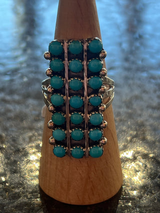 Sterling Silver & Turquoise Point Rectangular Ring