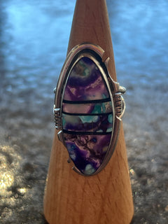 Oval Purple Oyster Turquoise Inlay Ring