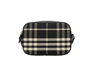 Sophia Double Zipper Leather & Plaid Crossbody Purse