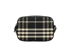 Sophia Double Zipper Leather & Plaid Crossbody Purse