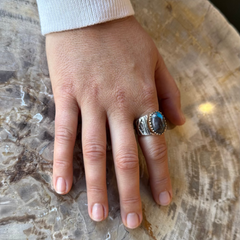 Kee Yazzie Bisbee Turquoise Anasazi Petroglyph Design Ring