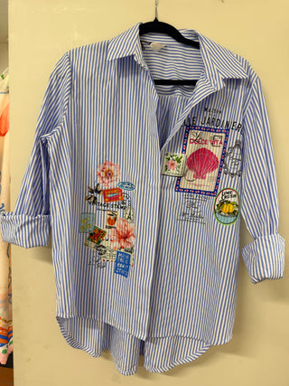 Blue & White Striped Blouse