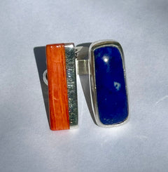 Lapis stone & Spiny Open Ring