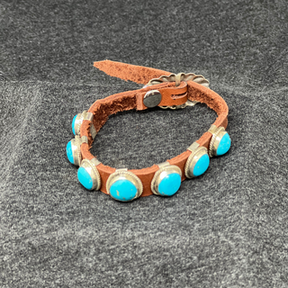 Leather Bracelet with Turquoise and Spiny Oyster