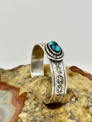 Marian Nez Pilot Mountain Turquoise Bracelet-Sun West Silver-Picayune Cellars & Mercantile