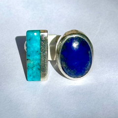 Medium Lapis and Turquoise Stones Open Ring