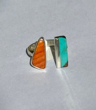 Medium Orange Spiny and Turquoise Stones Open Ring-Marvin Slim-Picayune Cellars & Mercantile