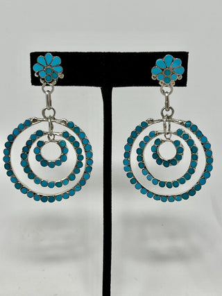 Multi Tiered Turquoise & Sterling Silver Earrings