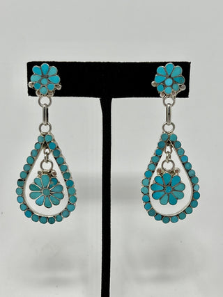 Multi Tiered Turquoise & Sterling Silver Earrings