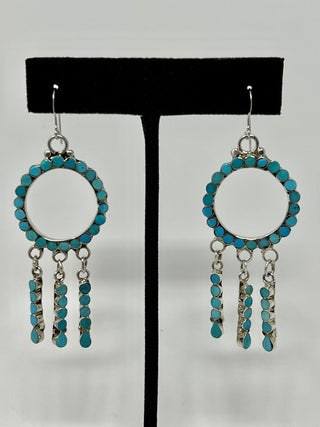 Multi Tiered Turquoise & Sterling Silver Earrings