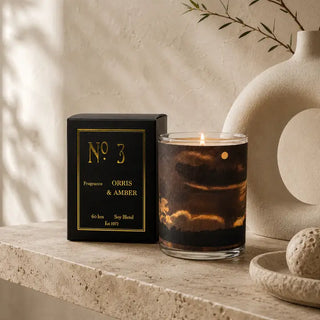No 3 Orris and Amber Wood Wrapped Candle