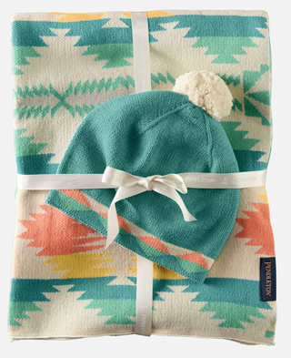 Pendleton Knit Baby Blanket with Beanie