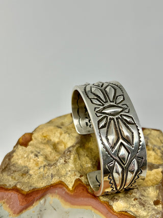 Ray Adakai Hand Stamped Sterling Silver Cuff