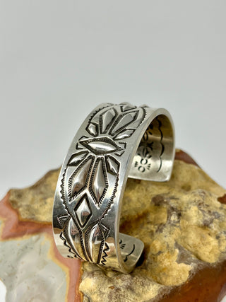 Ray Adakai Hand Stamped Sterling Silver Cuff