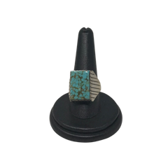 Ray Jack Turquoise & Stamped Silver Ring