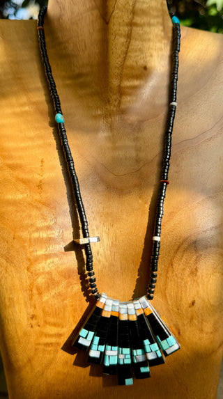 Reversible Single Strand Mosaic Jet Bead Necklace-Janalee Reano-Picayune Cellars & Mercantile