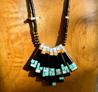 Reversible Single Strand Mosaic Jet Bead Necklace-Janalee Reano-Picayune Cellars & Mercantile