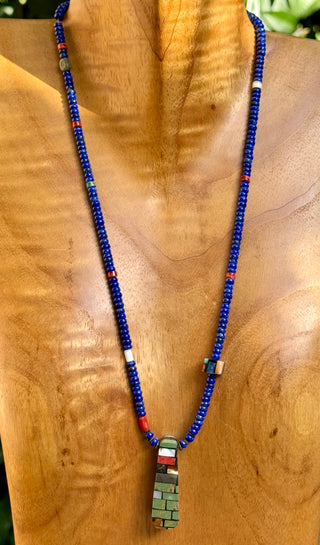 Charlene Reano Reversible Single Strand Mosaic Lapis Bead Necklace-Charlene Reano-Picayune Cellars & Mercantile