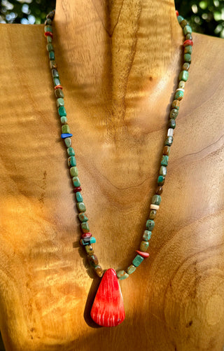 Reversible Single Strand Mosaic Necklace with Nugget Beads