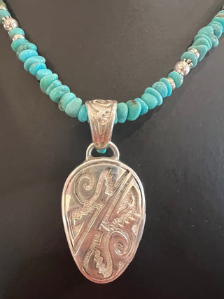 Calvin Begay Royston Turquoise Necklace with Pendant-Indian Touch-Picayune Cellars & Mercantile