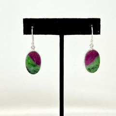 Ruby Zoisite Sterling Silver Earrings