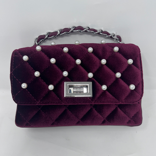 SD Purse 500132 Velvet and Pearl Clutch