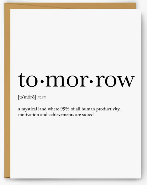 "Tomorrow" Definition Card