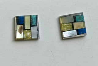 Square Mosaic Inlay Earrings-Janalee Reano-Picayune Cellars & Mercantile