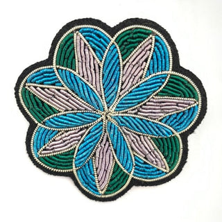 "Stained Glass Peony" Embroidered Brooch