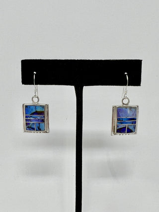 Sterling Silver and Opal Inlay Earrings-First American-Picayune Cellars & Mercantile