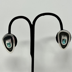 Sterling Silver and Turquoise Bear Paw Earrings