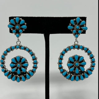 Turquoise Chandelier Earrings-Genuine Indian-Picayune Cellars & Mercantile