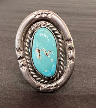 Turquoise & Feather Leaf Ring-Native Jewelry-Picayune Cellars & Mercantile