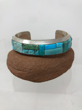 BB Stamped Turquoise Inlay Cuff-Miscellaneous - NM-Picayune Cellars & Mercantile