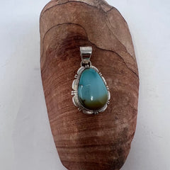 NJ Stamped Turquoise Pendant
