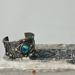 Turquoise & Sterling Silver Tufa Cast Bracelet