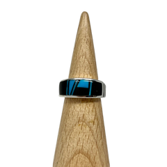 Allen Tolino Turquoise and Onyx Inlay Ring