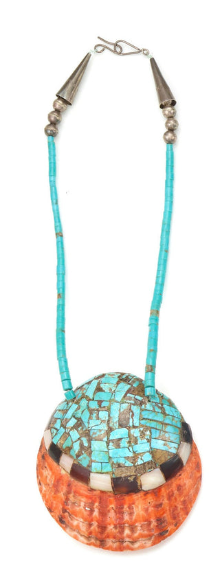 Turquoise and Spiny Oyster Pendant Necklace