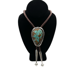 Turquoise Triangle Silver Bolo Tie