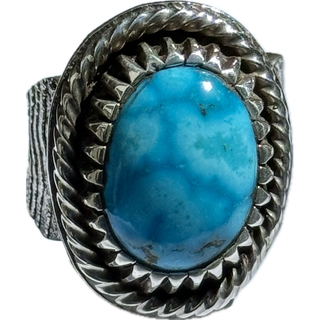 Vibrant Blue Bisbee Turquoise Sterling Silver Ring by Bruce Lane