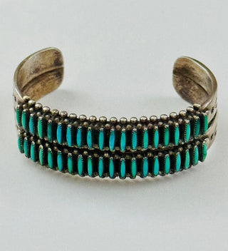 Vintage Zuni Needlepoint Turquoise bracelet by Hugh Bowekaty