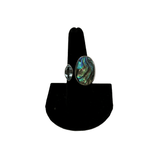 Abalone & Blue Topaz Double Stone Adjustable Ring Rings - Picayune Cellars & Mercantile