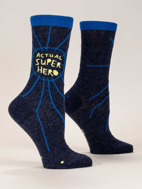 Blue Q Women's Crew Sock "Actual Superhero"