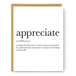 Appreciate Definition Thank You Card Cards - Picayune Cellars & Mercantile