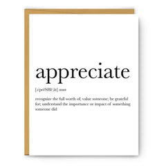 Appreciate Definition Thank You Card