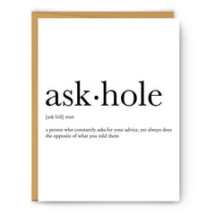 Askhole Definition Card