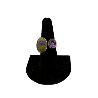 Atlantisite & Amethyst Double Stone Ring Rings - Picayune Cellars & Mercantile