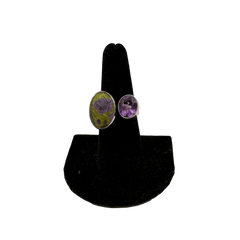 Atlantisite & Amethyst Double Stone Adjustable Ring